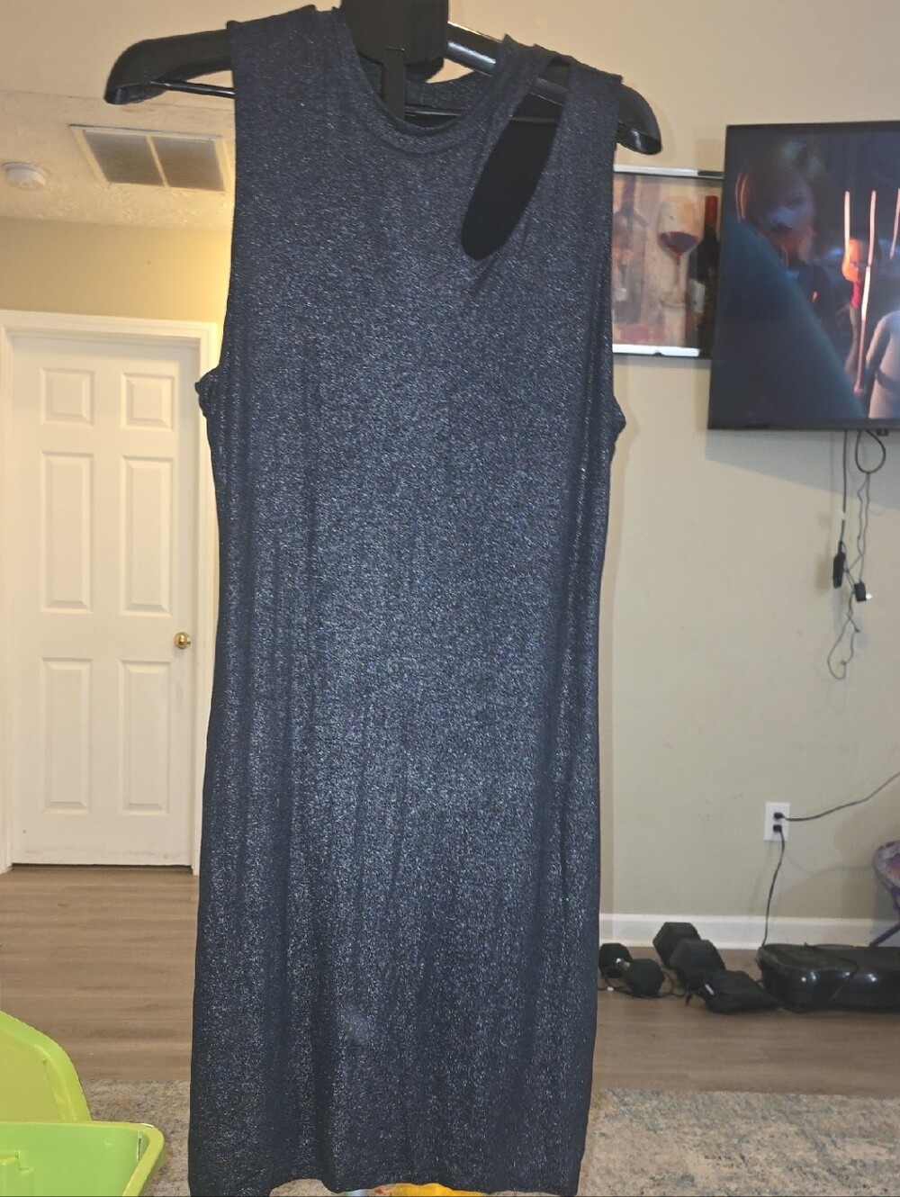 Bar III Sparkle Navy Sheath Midi Dress